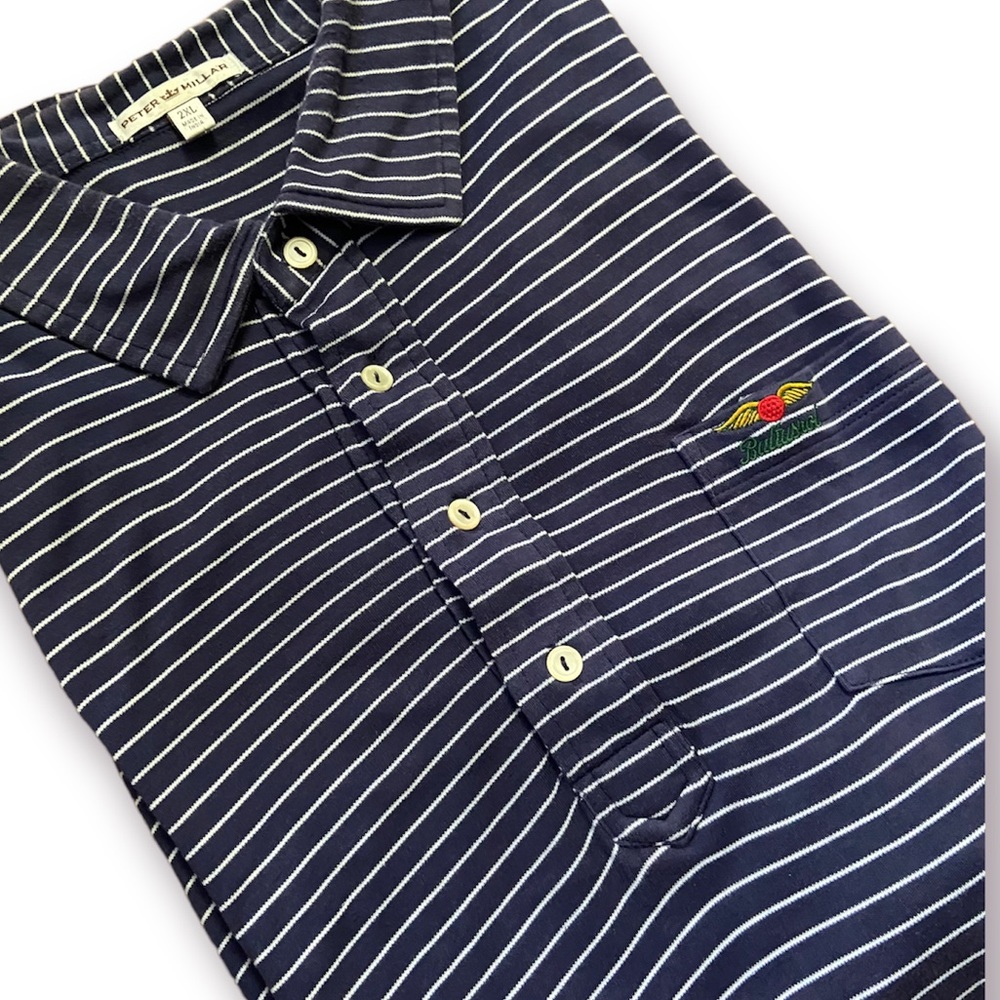 PETER MILLAR Polo Striped Golf Polo Shirt 2X